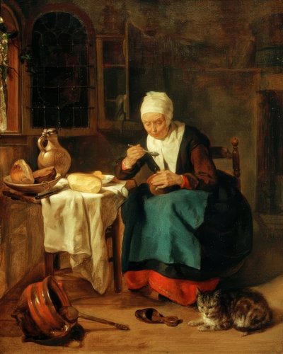 Vrouw die pap eet door Gabriel Metsu